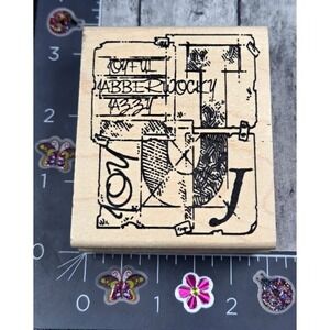 Stampers Anonymous Jabberwocky J Collage K1-924 Rubber Stamp Wood #M44
